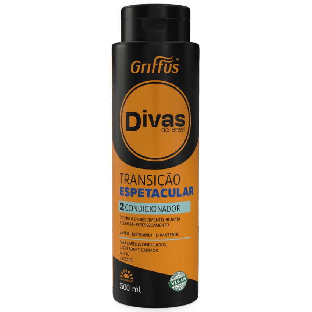 Condicionador Transição Espetacular 2A a 4C Vegano Divas do Brasil Griffus 500ml