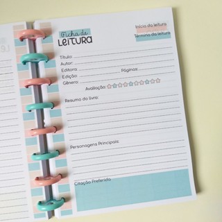Refil de folhas - diário de leitura, planner de livros (30 ou 50 folhas)