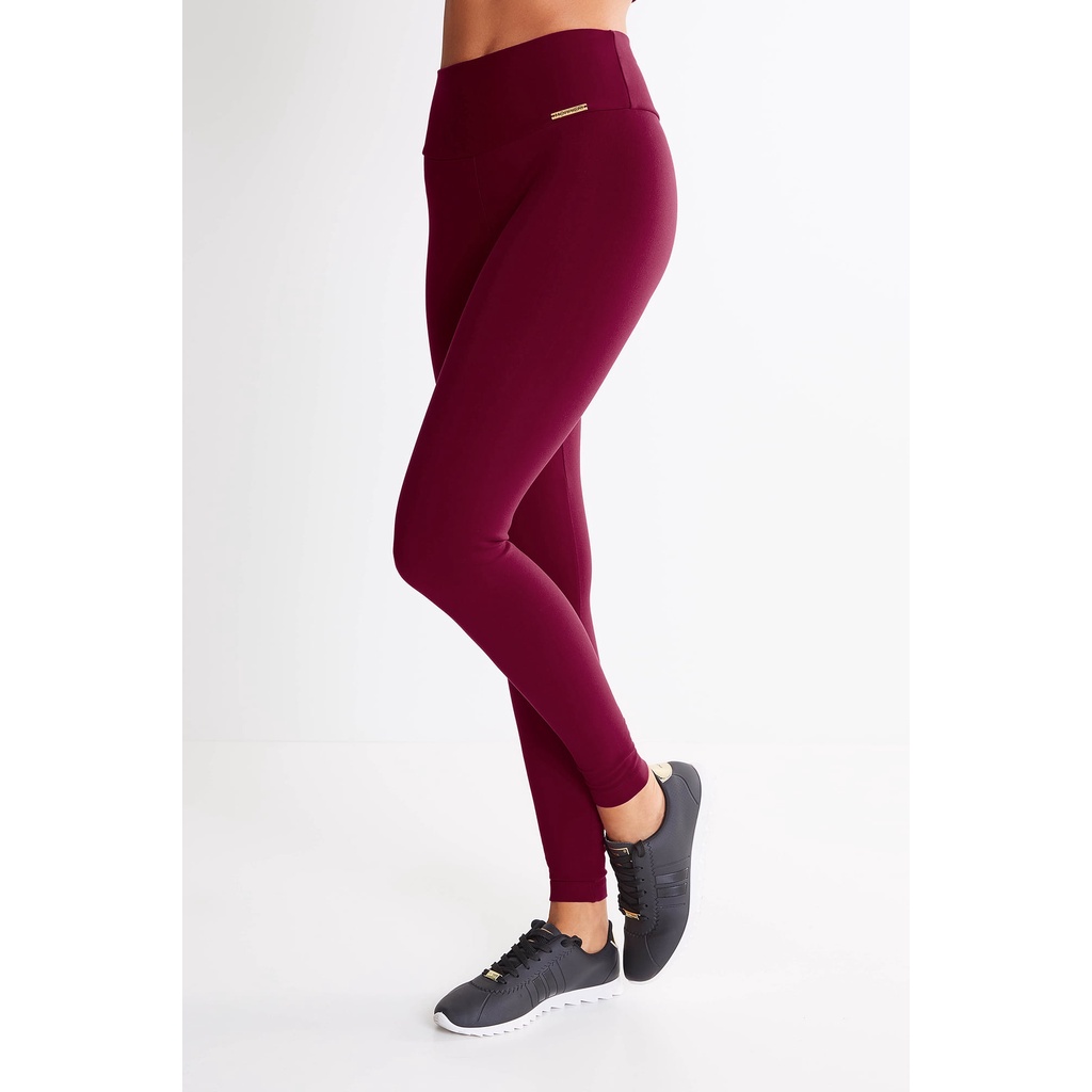 Legging Lisa Bordô Feminina Suplex Moda Fitness Não Transparente Cintura Alta Plus Size Academia Dia a Dia Exercícios C