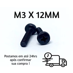 10 Peças Parafuso Panela Phillips M3 X 12mm Oxidado Preto