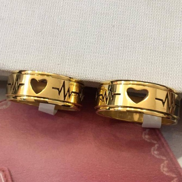 Par De Aliança Coração Vazado Batimento Cardíaco Compromisso Lustroso em Oferta na Shopee