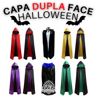 Capa De Bruxa Vampiro Drácula Halloween/ Carnaval Dupla C/capuz adulto
