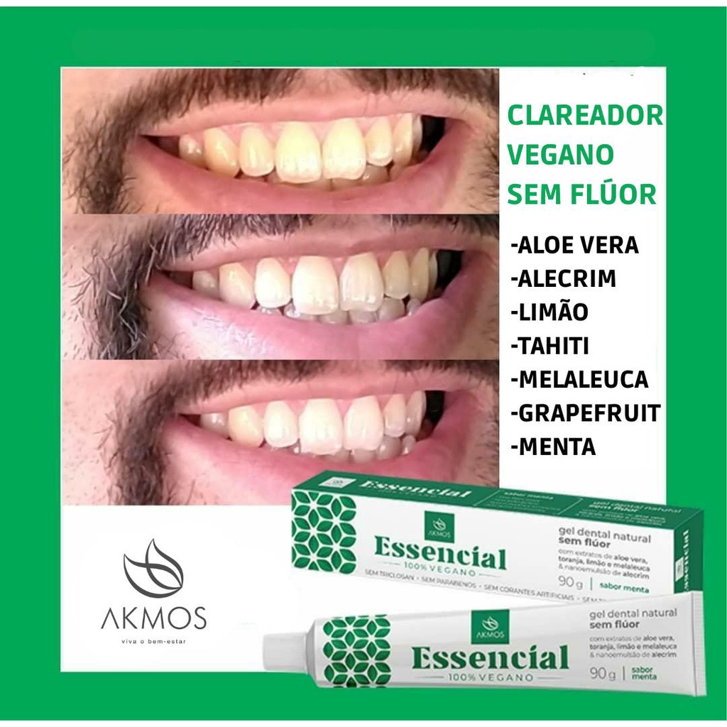 Gel dental creme pasta VEGANO clareador 90g