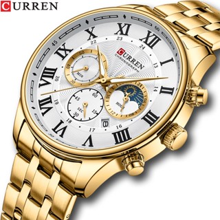 CURREN Relógios Masculinos Originais Nova Moda Luxo Aço Inoxidável Apontador Luminoso Multifuncional Quartzo Impermeável Negócios Casual Esportes 8427 XS