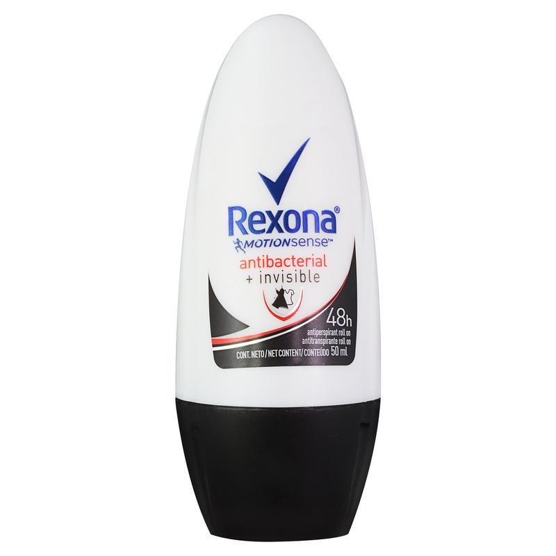 DesodoranteRoll-on Rexona Feminino  Antibacterial Invisible 50ml - Beauty