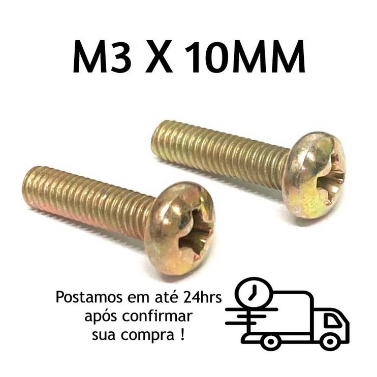 20 Pçs Parafuso Máquina Cabeça Panela Phillips M3 X 10mm