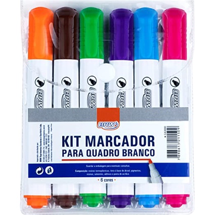 Kit Marcador Para Quadro Branco 6 Cores - BRW