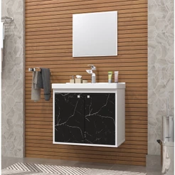 Gabinete Banheiro Armario Cuba Pia 100% Mdf - Bergamo 50 cm