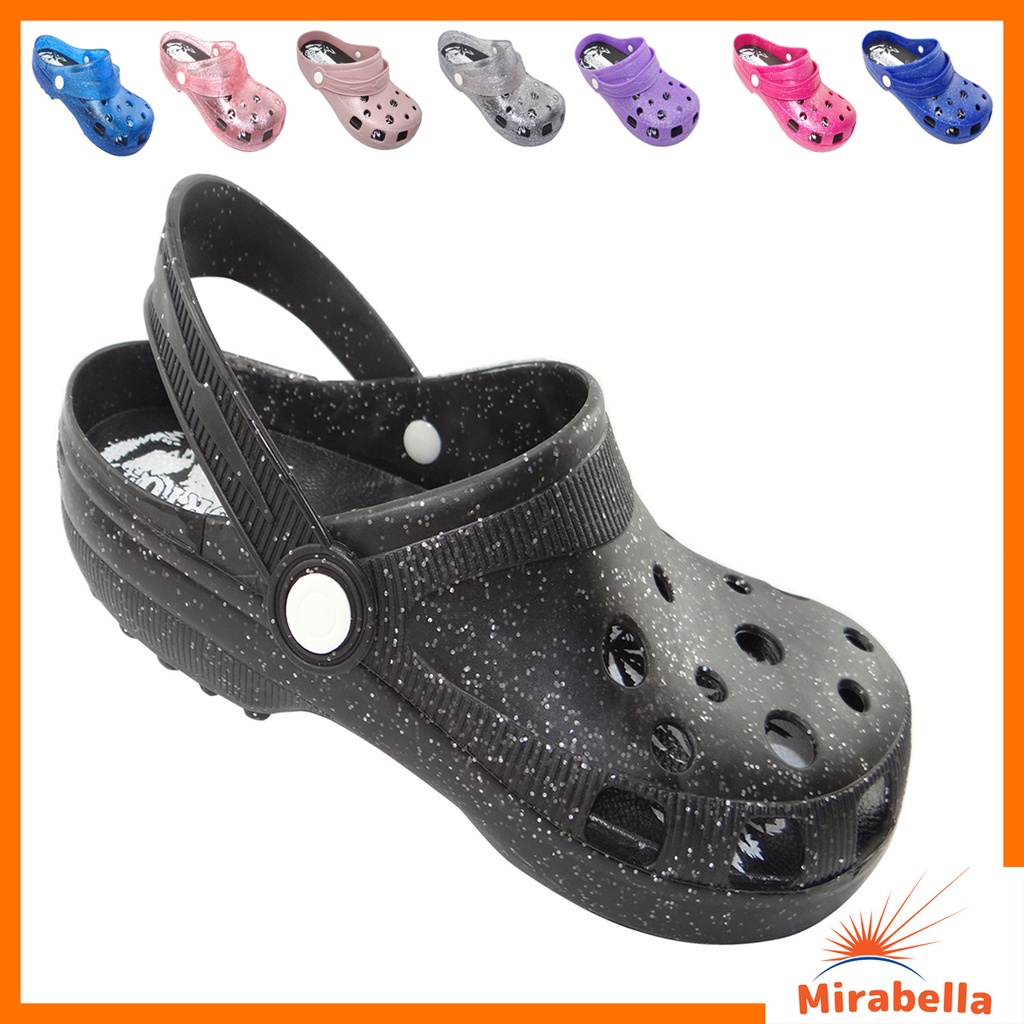 Sandália Babuche Preto GLITTER  Feminino Adulto Mirabella em Oferta na Shopee