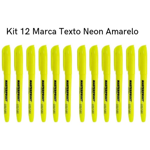 Kit 12 Marca Texto Neon Amarelo Masterprint - Grifa Texto