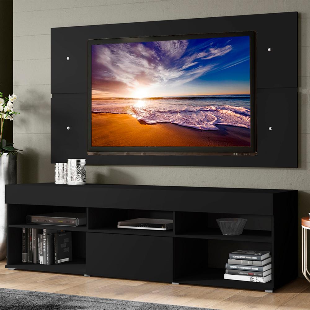 Rack com Painel para TV até 65 Polegadas Madesa Miami 1 Porta - Preto
