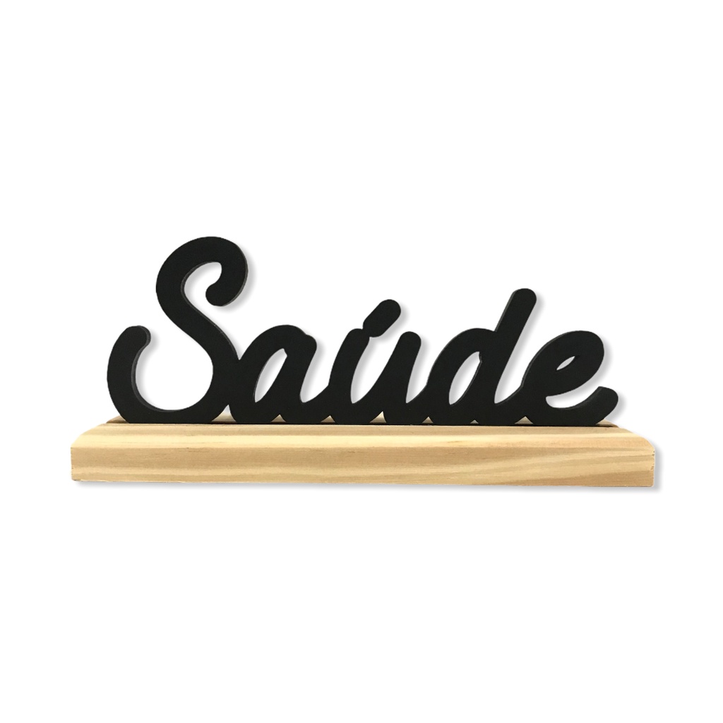 CDA Pedestal Saúde Placa Mesa Pedestal Palavras Enfeite Decoração Madeira
