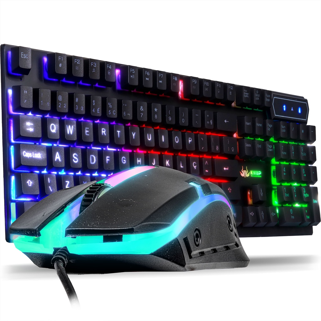 Kit Gamer Teclado Semi Mecânico + Mouse Led Chroma Rgb Iluminado Jogos Pc Usb