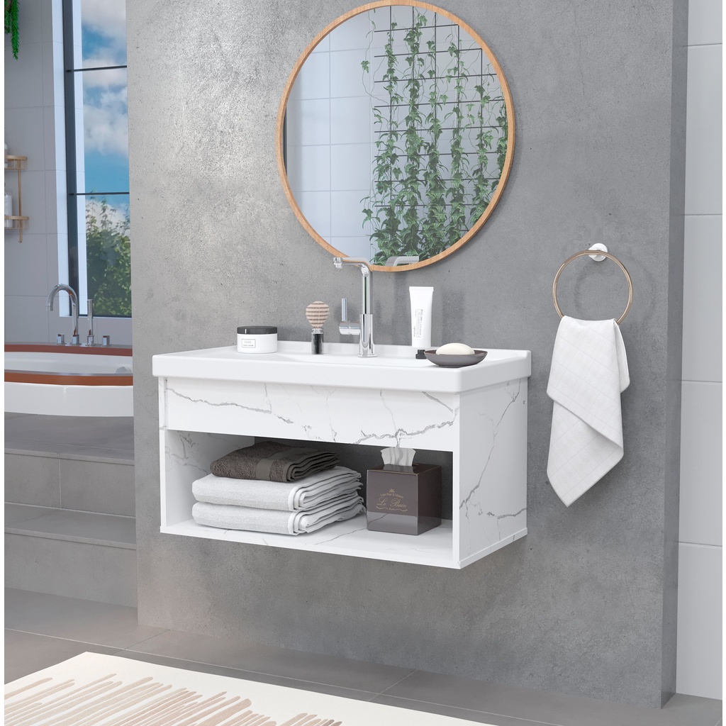 Gabinete Banheiro Armario Cuba Pia 100% Mdf - Zoff 60 cm