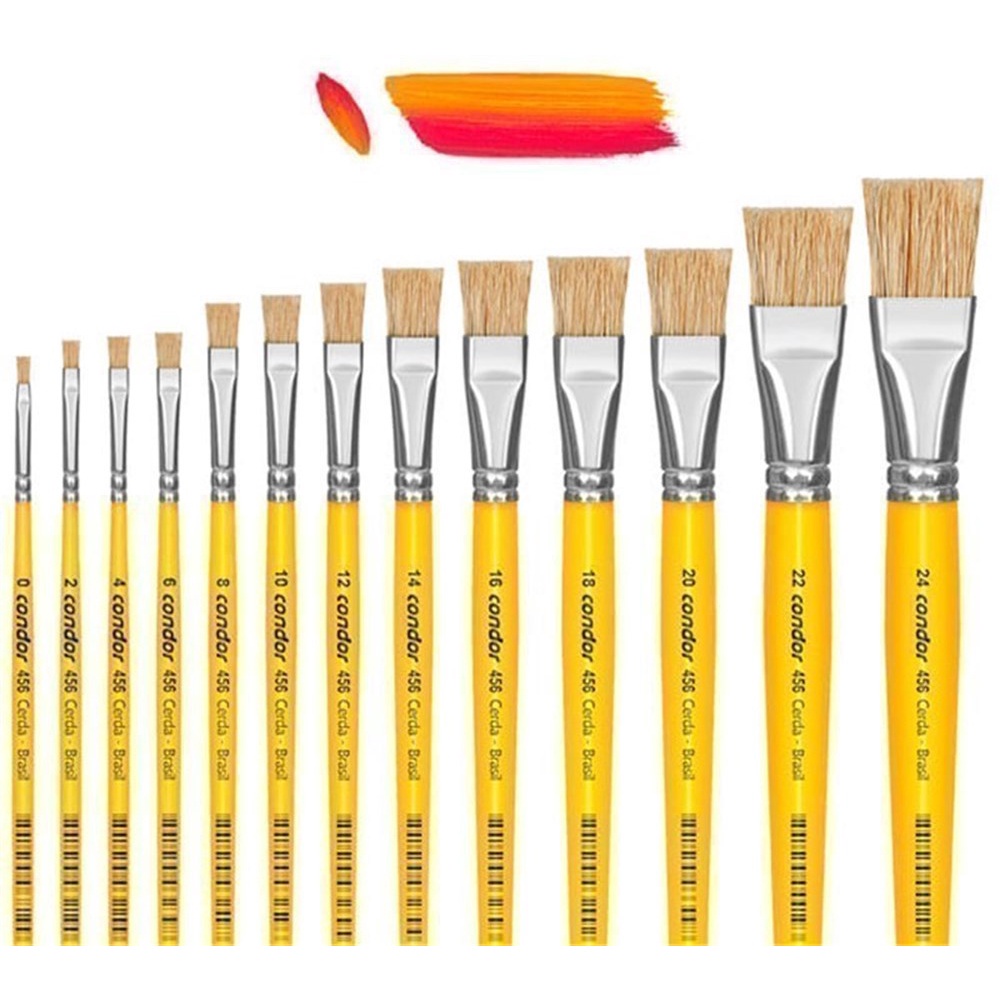 Kit 6 Pinceis Artisticos de Ponta Chata Condor Pintura em Tecido Tela Cerâmicas Estampas Tintas — imagem 2 de 2