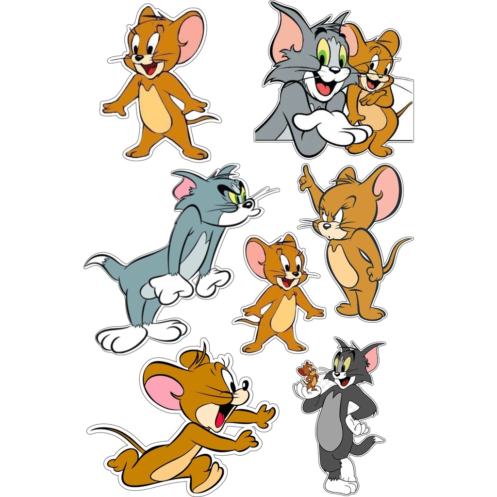 Adesivo Tome Jerry cartela com 7 imagens de 9x5 Apenas Temos a pronta entrega chega rapidinho. Só destacar em Oferta na Shopee