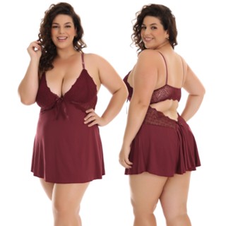 Camisola Plus Size Sexy Com Renda Sem Bojo Linha Noite Daniela