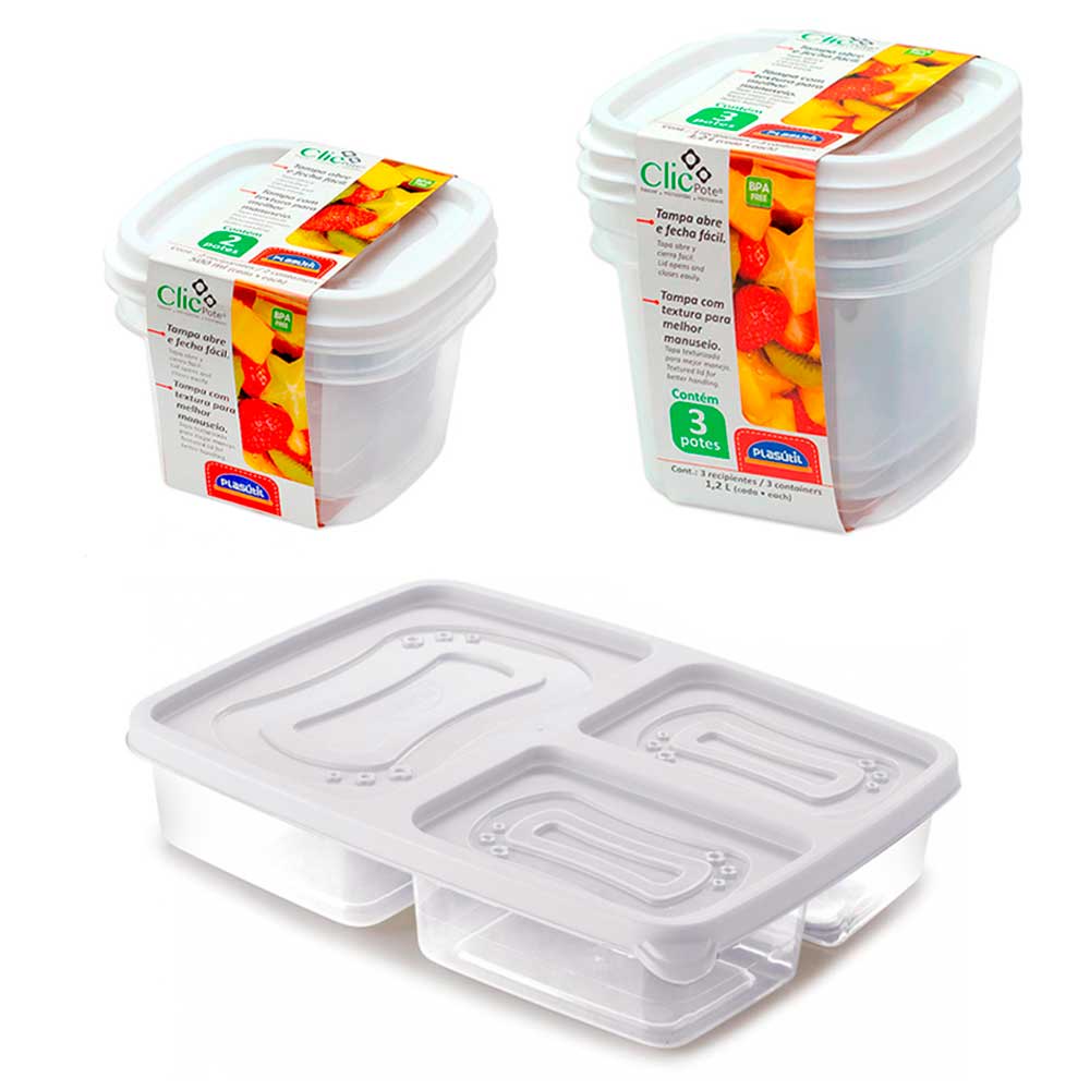 Jogo 6 potes com tampa mantimentos alimentos frutas comida lanches fitness queijo porta frios vasilha marmita freezer geladeira tapuer tapauer tapoer