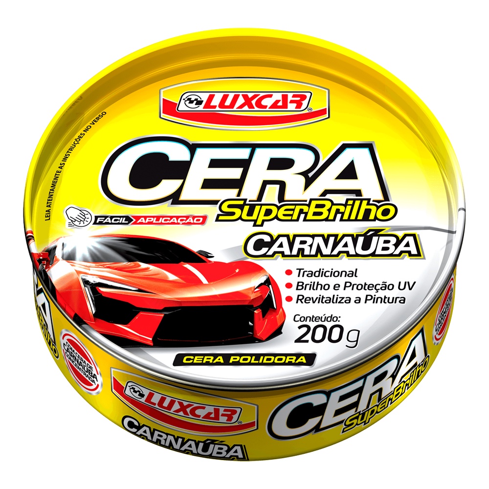 Cera de carnaúba automotiva pasta super brilho luxcar 200g em Oferta na Shopee