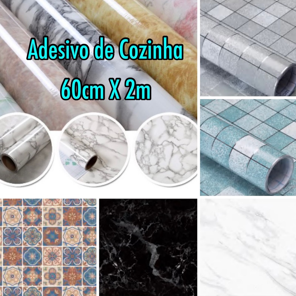 Adesivos de cozinha Resistente a Agua/Óleo/Fogo/Alta Temperatura - Usável em fogão/armário 60cmx2m.