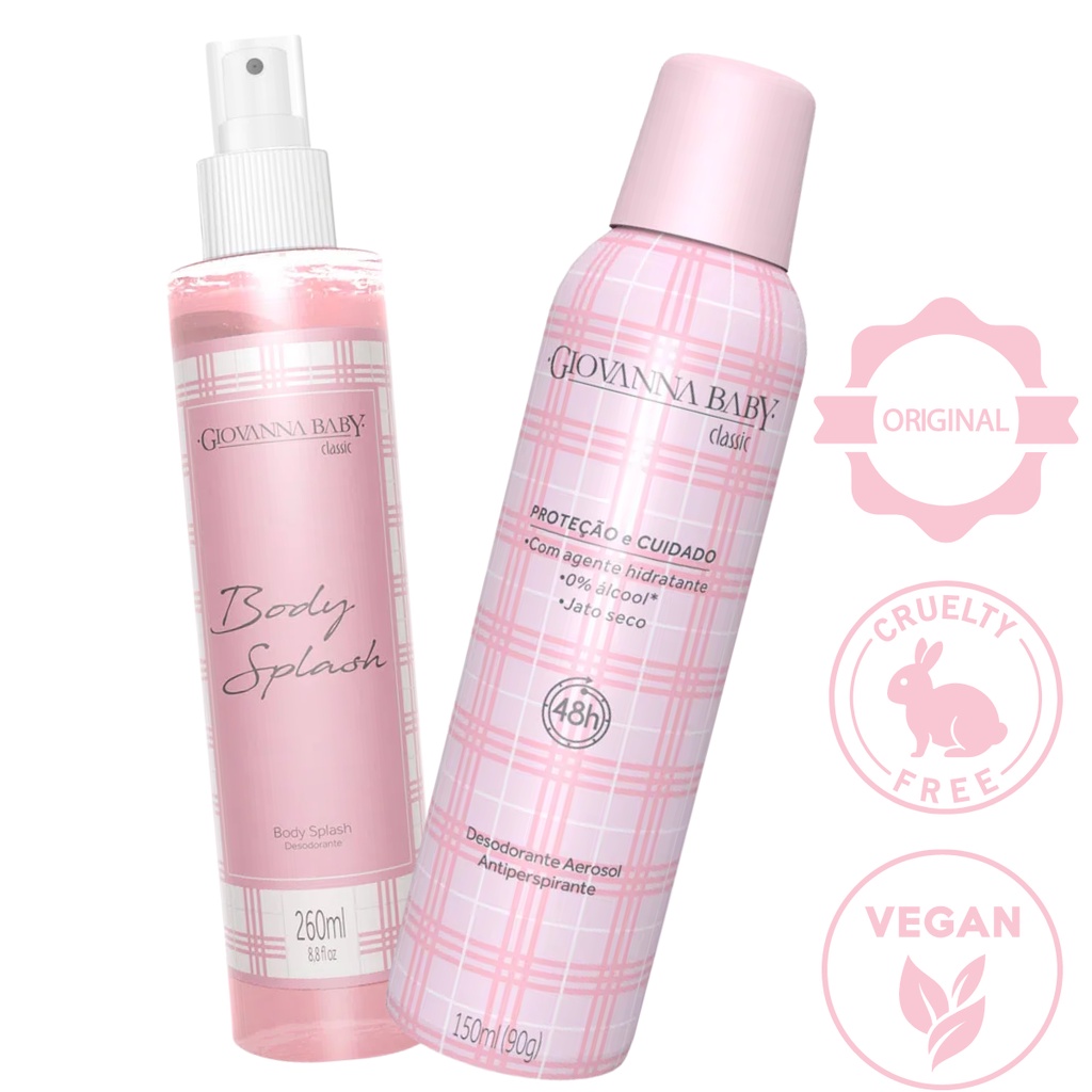 Kit Desodorante Aerosol Giovanna Baby Classic 150ml  Body Splash Classic 260ml