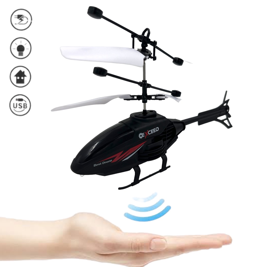 Mini Helicóptero Voador Com Rádio Controle Remoto Recarregável Sensor Infravermelho Drone Sensor em Oferta na Shopee