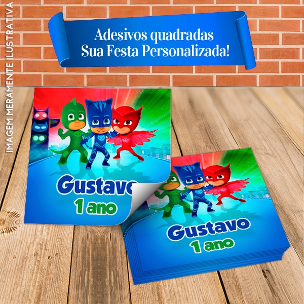 Adesivos Quadrados Personalizados PJ Masks
