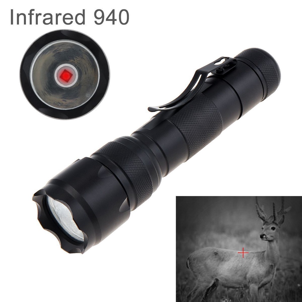 502B Mini LED Infravermelho IR 940nm Lanterna Com Zoom De Visão Noturna Portátil À Prova D'água E De Choque Para Caça Lu