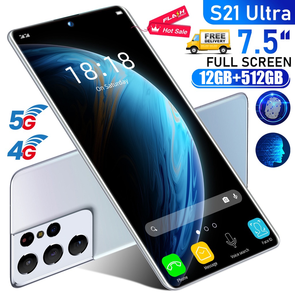 [Versão Global S21 Ultra 7.5 " Clear 24MP + 48MP Pixel Telefone Barato 5G Smartphone Nova Chegada Grande Venda