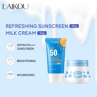 LAIKOU Refrescante Protetor Solar SPF50 Sunblock Leite Hidratante Iluminar Manchas Nutritivo 2pcs