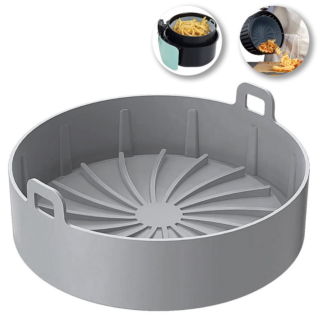 Forma Cesto Redonda de Silicone para Fritadeira Elétrica Air Fryer Forno e Microondas Reutilizável 22cm Oferta