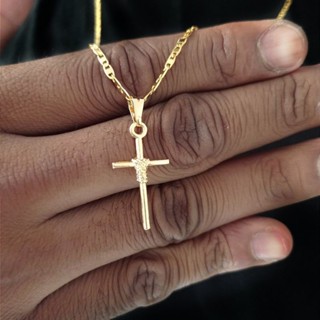 Cordão Corrente Masculino Piastrini Banhado a Ouro 18k 60cm + Pingente Crucifixo