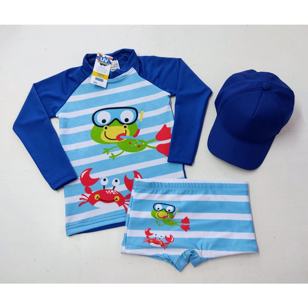 Kit Sunga Infantil + Blusa de Proteção Solar Infantil Blusa Manga Longa para Praia e Piscina + Boné