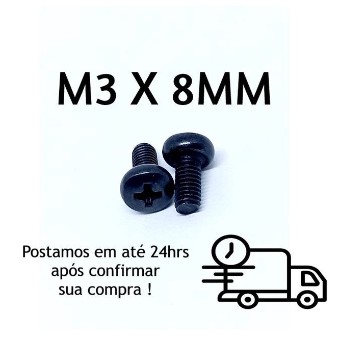 10 Peças Parafuso Panela Phillips M3 X 8mm Oxidado Preto