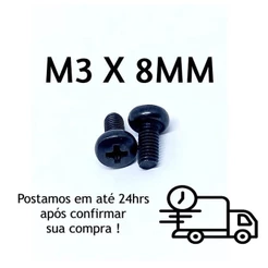10 Peças Parafuso Panela Phillips M3 X 8mm Oxidado Preto