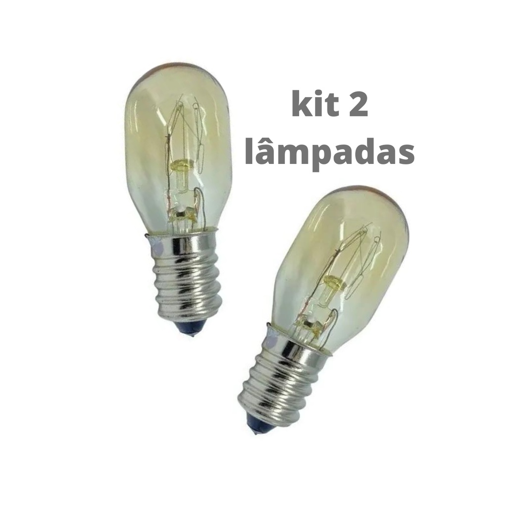Kit 2 Lampadas E14 15w 220v P/ Fogoes Geladeiras Microondas