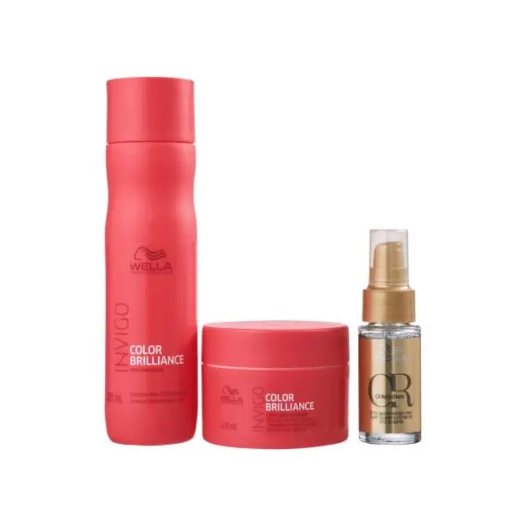 Kit Wella Shampoo 250ml Brilliance+Máscara 150g Brilliance+ Óleo Oil Reflections 30ml