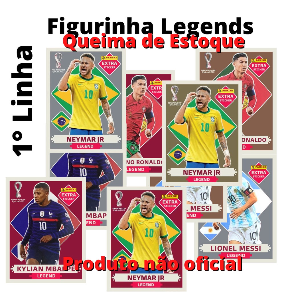 Copa 2022 Qatar Figurinha Lendária Legend Rookie Raras Prata Varios  Jogadores Neymar, Messi, Cristiano Ronaldo, kylian Mbappe