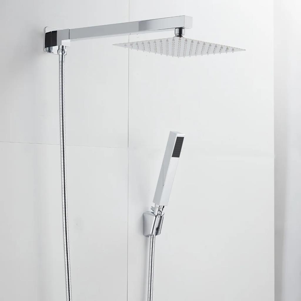 Kit Ducha Metal Inox 20x20cm Com Desviador Manual Completa Dc-7017c