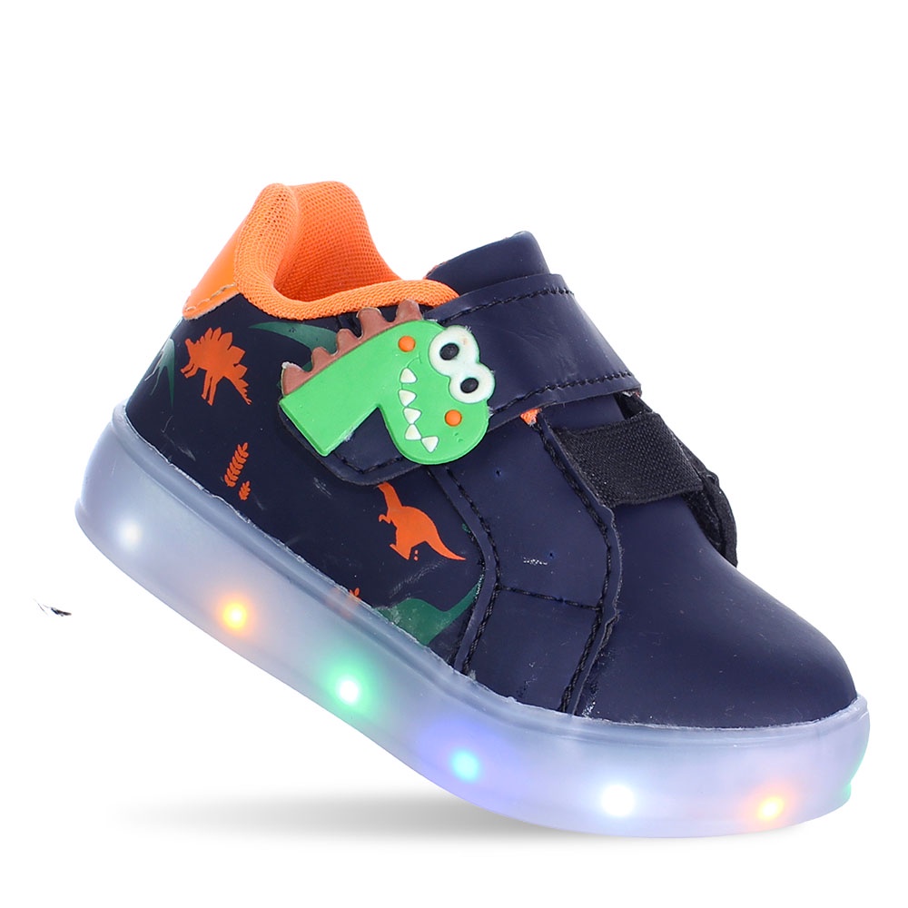 Tenis Dinossauro Rex Com Luzinha Luz Led Infantil Masculino Menino Modinha