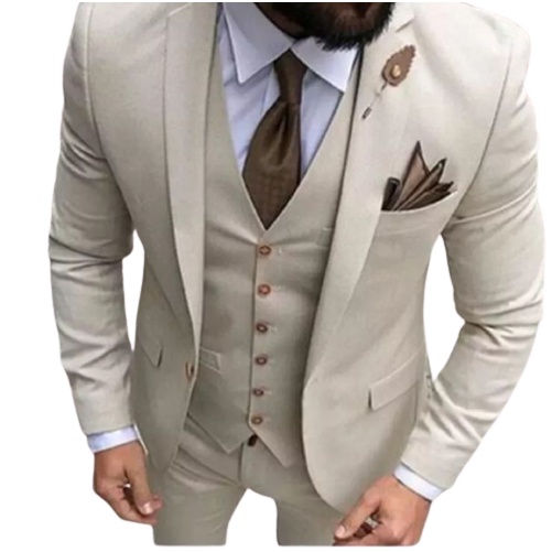 Terno Oxford Slim Masculino Social Bege - Paleto+Calça - Terra Forte Ternos