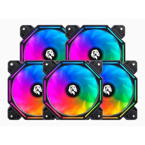 Kit 5 Cooler Fan Led RGB 120mm 12cm Gabinete Pc Gamer Ventoinha - Hayom PROMOÇÃO