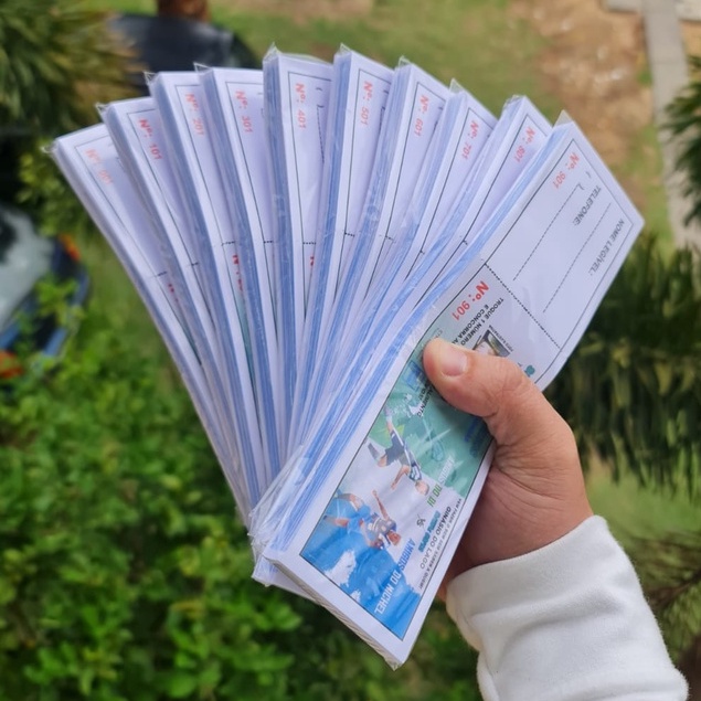 Bloco Talão de Rifa, Tickets ou Sorteio Personalizado com Canhoto Destacável 210mm x 59mm Branco