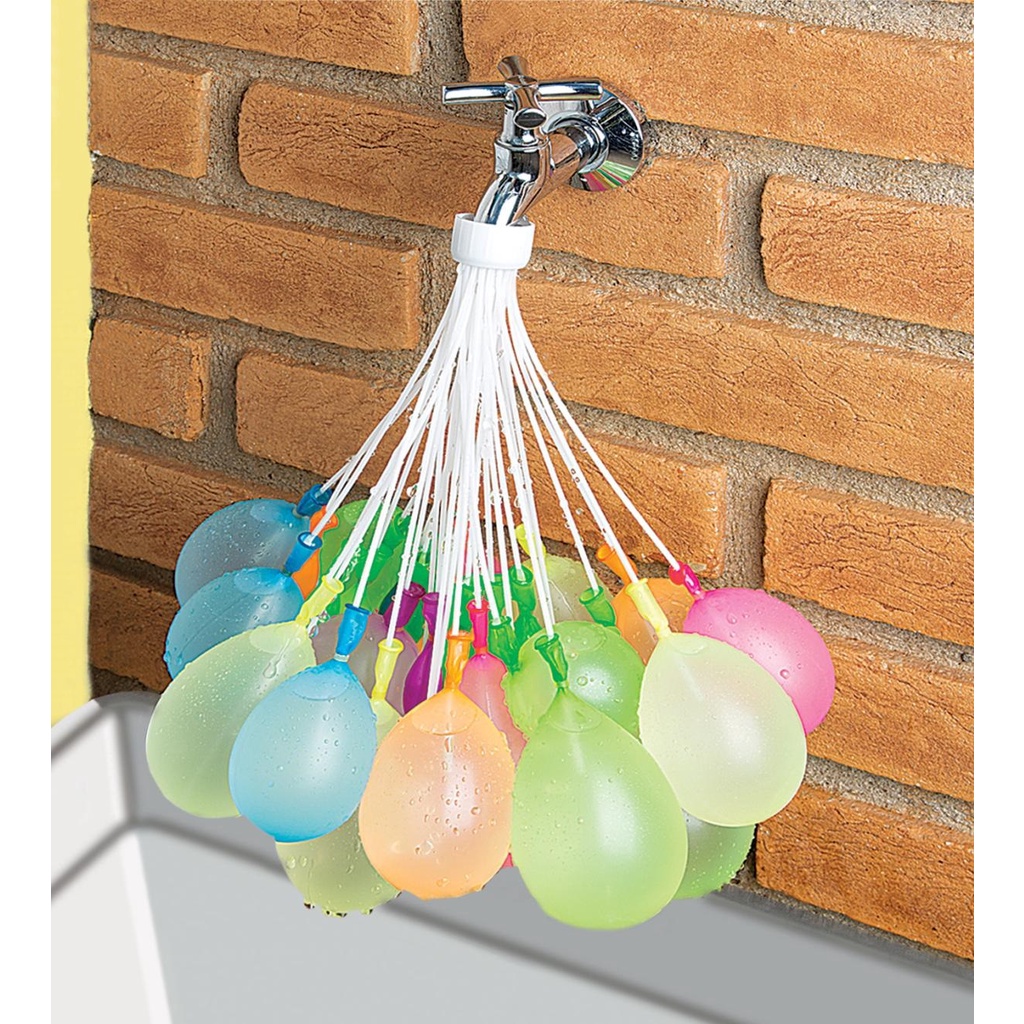Kit Bexiga Balão com Conector Enchedor de Água Guerra de Balão Brincadeira de Verão Gincana Brinquedo