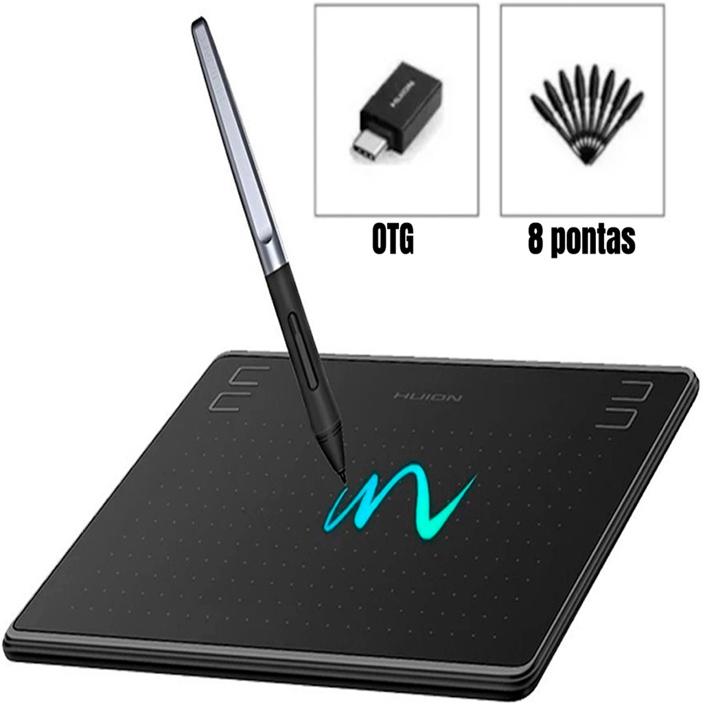 Mesa Digitalizadora Hs64 Huion Black Pen Lacrada | Shopee Brasil