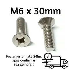 Parafuso Cabeça Chata Phillips M6 X 30mm Inox