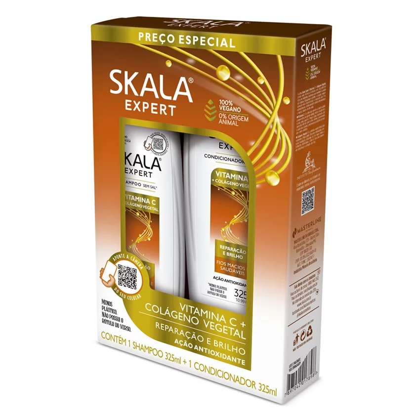 Kit Skala Expert Vitamina C e Colágeno Vegetal 1 Shampoo 325ml e 1 Condicionador 325ml Vegano