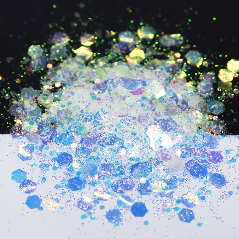 50G/Saco Holográfico Sereia Flocos Arte De Unha Glitter Misturado Hexágono Lantejoulas DIY Manicure Acessórios Suprimentos