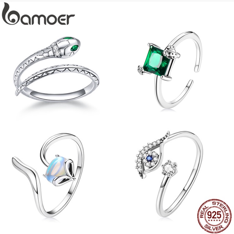 Anel Aberto Bamoer Prata 925 Jóias De Moda Tamanho Ajustável Para Presente Feminino