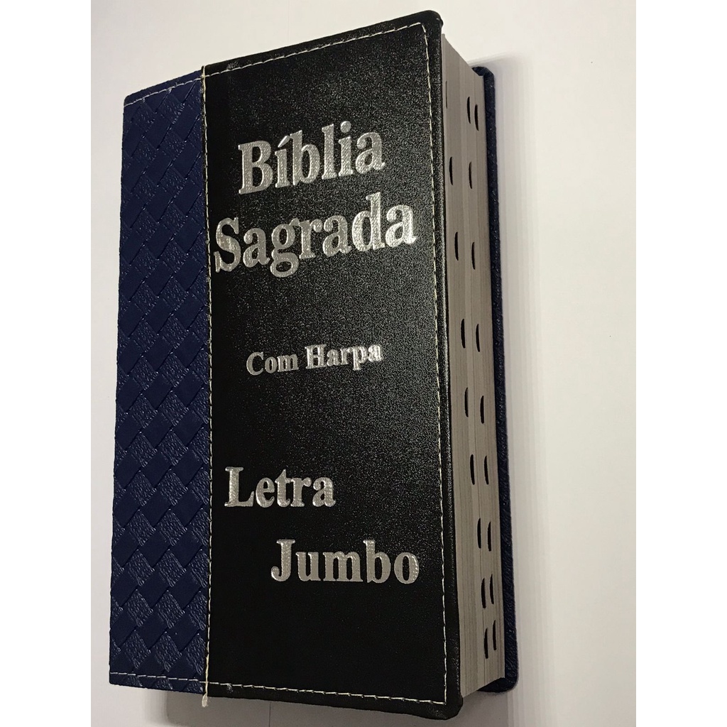 Bíblia Sagrada Letra Jumbo-Capa Luxo Com harpa- Revista e Corrigida Capa azul em Oferta na Shopee